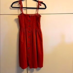 Elastic detail tie strap dress